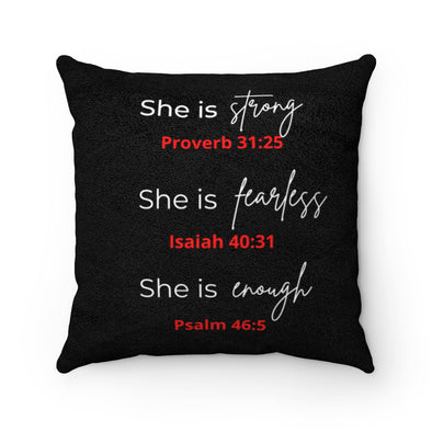 She is Strong Faux Suede Square Pillow